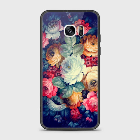 Samsung Galaxy S7 Edge Cover- Floral Series 2 - HQ Ultra Shine Premium Infinity Glass Soft Silicon Borders Case