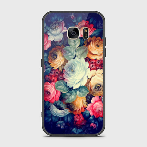 Samsung Galaxy S7 Cover- Floral Series 2 - HQ Ultra Shine Premium Infinity Glass Soft Silicon Borders Case