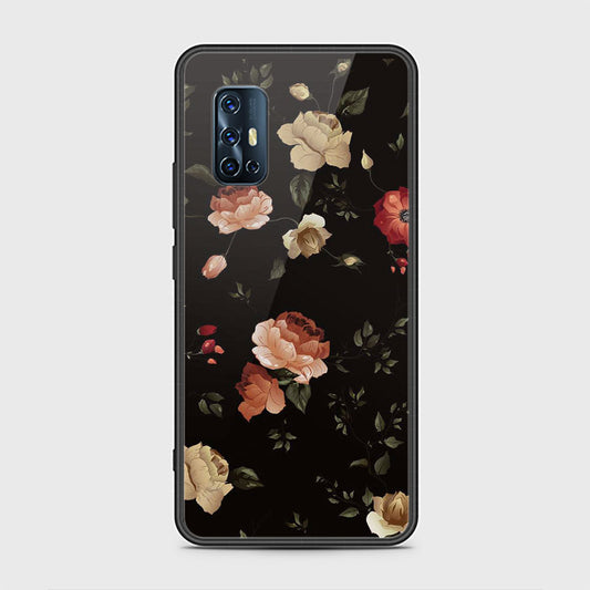Vivo V17 Cover- Floral Series 2 - HQ Ultra Shine Premium Infinity Glass Soft Silicon Borders Case (Fast Delivery)(N)