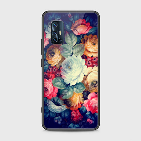 Vivo V17 Cover- Floral Series 2 - HQ Ultra Shine Premium Infinity Glass Soft Silicon Borders Case