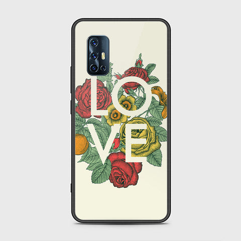 Vivo V17 Cover- Floral Series 2 - HQ Ultra Shine Premium Infinity Glass Soft Silicon Borders Case