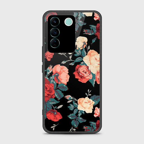 Vivo V27e Cover- Floral Series 2 - HQ Ultra Shine Premium Infinity Glass Soft Silicon Borders Case