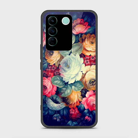 Vivo V27e Cover- Floral Series 2 - HQ Ultra Shine Premium Infinity Glass Soft Silicon Borders Case