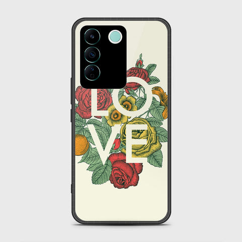 Vivo V27e Cover- Floral Series 2 - HQ Ultra Shine Premium Infinity Glass Soft Silicon Borders Case