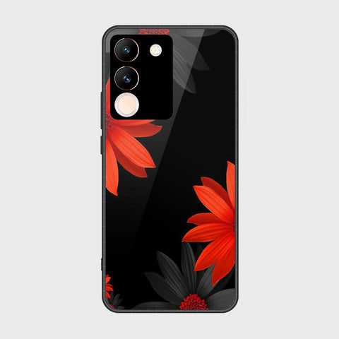 vivo V29e Cover- Floral Series 2 - HQ Ultra Shine Premium Infinity Glass Soft Silicon Borders Case