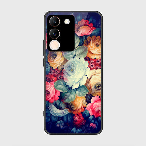 vivo V29e Cover- Floral Series 2 - HQ Ultra Shine Premium Infinity Glass Soft Silicon Borders Case