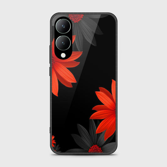Vivo Y17s Cover- Floral Series 2 - HQ Ultra Shine Premium Infinity Glass Soft Silicon Borders Case (Fast Delivery)