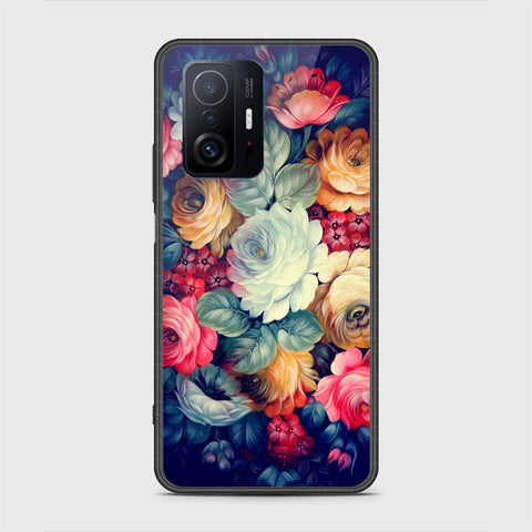 Xiaomi 11T Cover- Floral Series 2 - HQ Ultra Shine Premium Infinity Glass Soft Silicon Borders Case