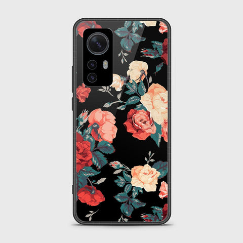 Xiaomi 12 Cover- Floral Series 2 - HQ Ultra Shine Premium Infinity Glass Soft Silicon Borders Case