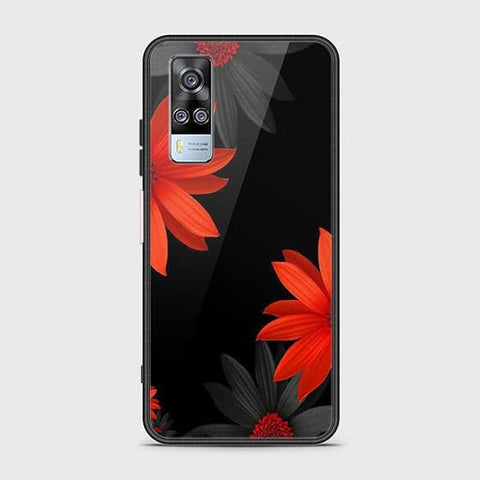 Vivo Y51 (2020 December) Cover - Floral Series 2 - HQ Ultra Shine Premium Infinity Glass Soft Silicon Borders Case