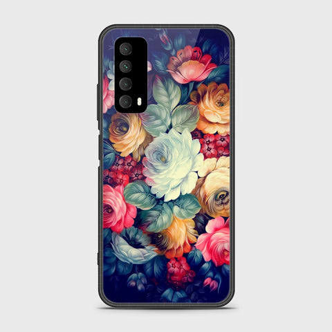 Huawei Psmart 2021 Cover- Floral Series 2 - HQ Ultra Shine Premium Infinity Glass Soft Silicon Borders Case