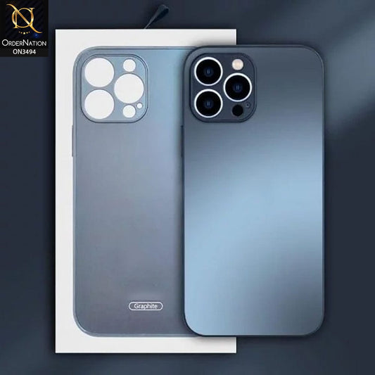 iPhone 14 Pro Max Cover - Graphite - AG Frosted Glass Soft Silicone Border Case With Camera Lense Protection