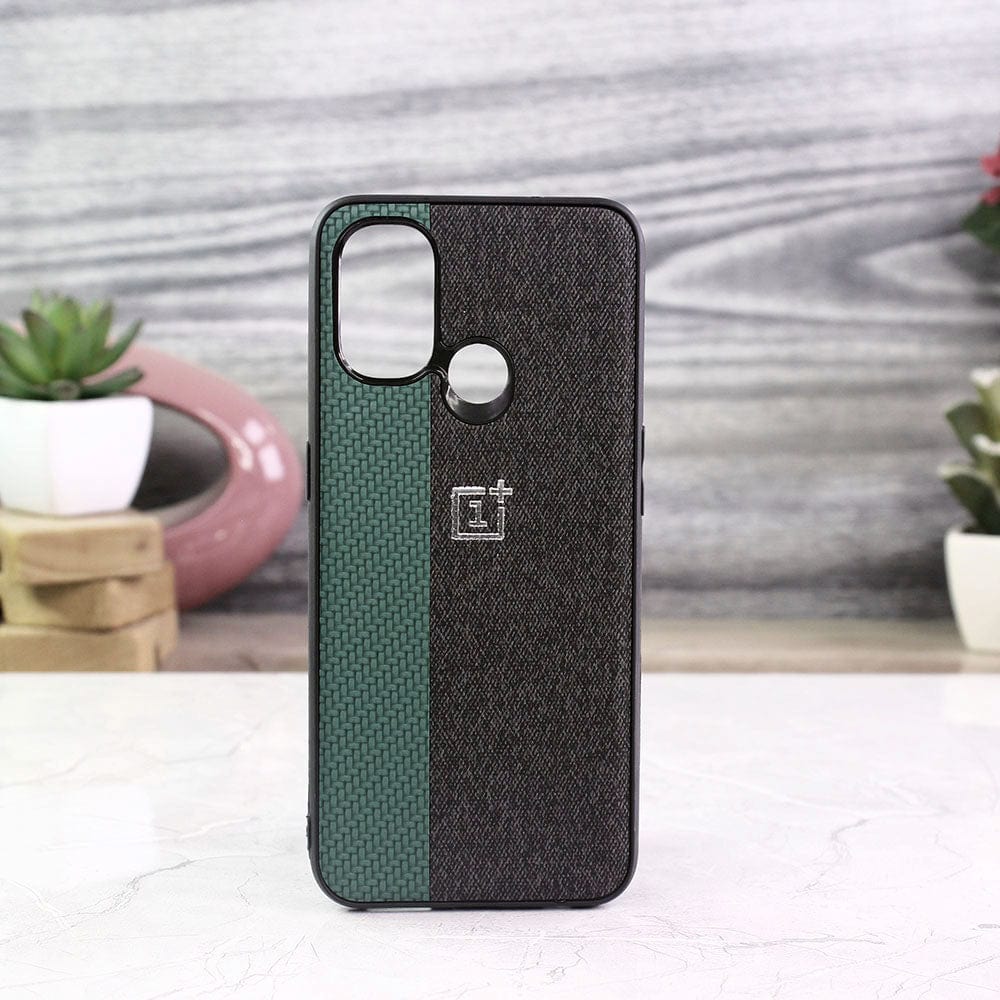 OnePlus Nord N100 Cover - Green - New Dual Tone Fabric Style Soft TPU Case With Camera Protection
