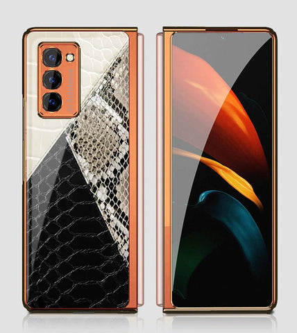 Samsung Galaxy Z Fold 2 5G Cover - Printed Skins Series - Premium Electroplated Infinity Ultra Shine Glass Soft Silicon Borders Case