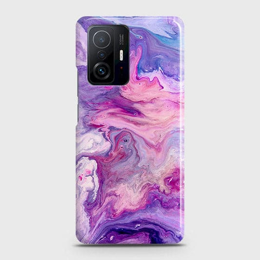 Xiaomi 11T Cover - Chic Blue Liquid Marble Printed Hard Case with Life Time Colors Guarantee
