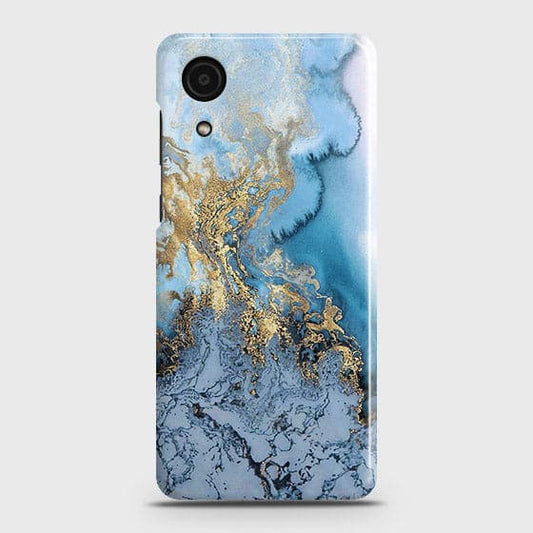 Samsung Galaxy A03 Core Cover - Trendy Golden & Blue Ocean Marble Printed Hard Case with Life Time Colors Guarantee