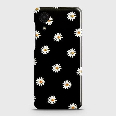 Samsung Galaxy A03 Core Cover - White Bloom Flowers with Black Background Printed Hard Case with Life Time Colors Guarantee