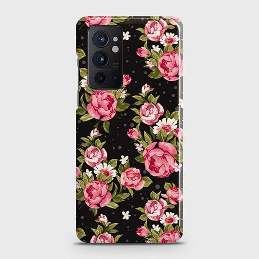 OnePlus 9RT 5G - Trendy Pink Rose Vintage Flowers Printed Hard Case with Life Time Colors Guarantee