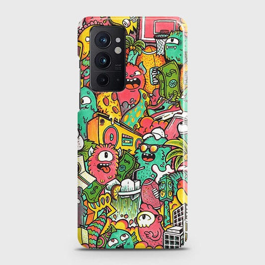 OnePlus 9RT 5G Cover - Matte Finish - Candy Colors Trendy Sticker Collage Printed Hard Case with Life Time Colors Guarantee