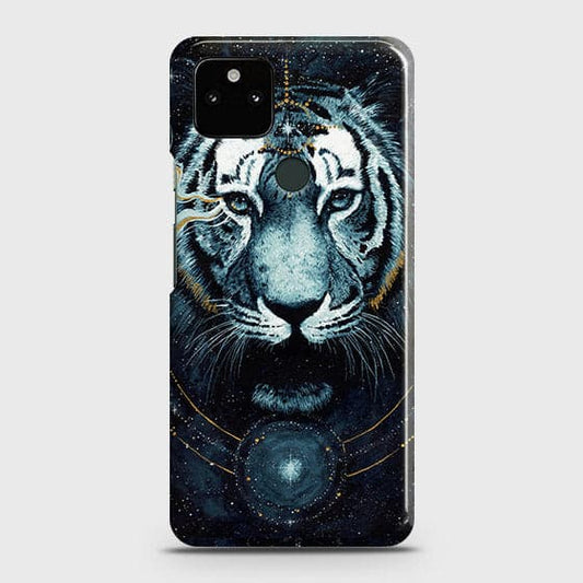 Google Pixel 5a 5G Cover - Vintage Galaxy Tiger Printed Hard Case with Life Time Colors Guarantee