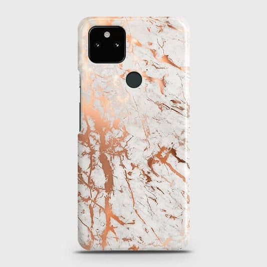 Google Pixel 5a 5G Cover - In Chic Rose Gold Chrome Style Printed Hard Case with Life Time Colors Guarantee