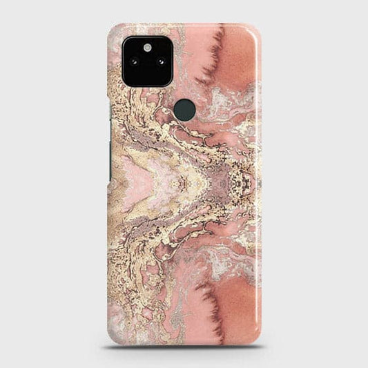 Google Pixel 5a 5G Cover - Trendy Chic Rose Gold Marble Printed Hard Case with Life Time Colors Guarantee