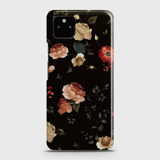 Google Pixel 5a 5G Cover - Matte Finish - Dark Rose Vintage Flowers Printed Hard Case with Life Time Colors Guarantee(B75)