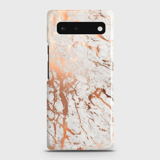 Google Pixel 6 Cover - In Chic Rose Gold Chrome Style Printed Hard Case with Life Time Colors Guarantee