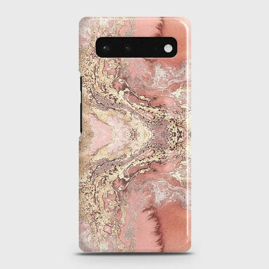 Google Pixel 6 Cover - Trendy Chic Rose Gold Marble Printed Hard Case with Life Time Colors Guarantee