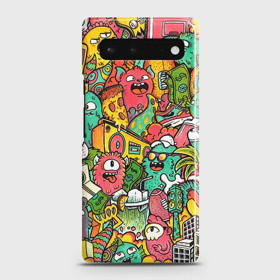 Google Pixel 6 Cover - Matte Finish - Candy Colors Trendy Sticker collage Printed Hard Case with Life Time Colors Guarantee ( Fast Delivery )