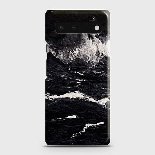 Google Pixel 6 Cover - Black Ocean Marble Trendy Printed Hard Case with Life Time Colors Guarantee