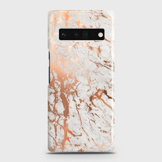 Google Pixel 6 Pro Cover - In Chic Rose Gold Chrome Style Printed Hard Case with Life Time Colors Guarantee