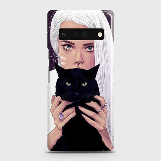 Google Pixel 6 Pro Cover - Trendy Wild Black Cat Printed Hard Case with Life Time Colors Guarantee