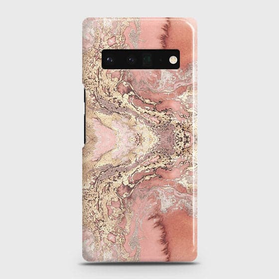 Google Pixel 6 Pro Cover - Trendy Chic Rose Gold Marble Printed Hard Case with Life Time Colors Guarantee B42 (Fast Delivery)
