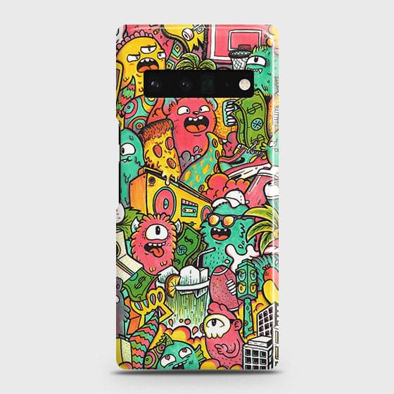 Google Pixel 6 Pro Cover - Matte Finish - Candy Colors Trendy Sticker collage Printed Hard Case with Life Time Colors Guarantee (Fast Delivery)