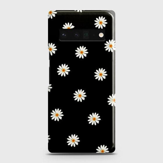 Google Pixel 6 Pro Cover - White Bloom Flowers with Black Background Printed Hard Case with Life Time Colors Guarantee b46 (Fast Delivery) (H)