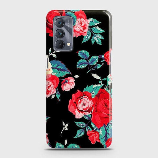 Realme GT Master Cover - Luxury Vintage Red Flowers Printed Hard Case with Life Time Colors Guarantee