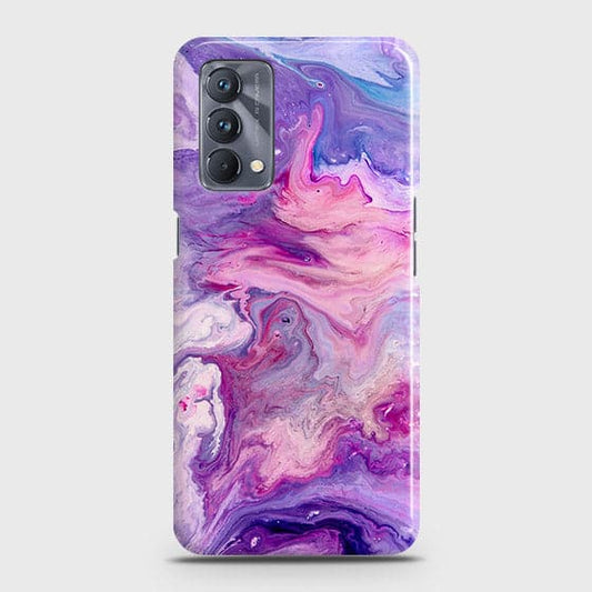 Realme GT Master Cover - Chic Blue Liquid Marble Printed Hard Case with Life Time Colors Guarantee