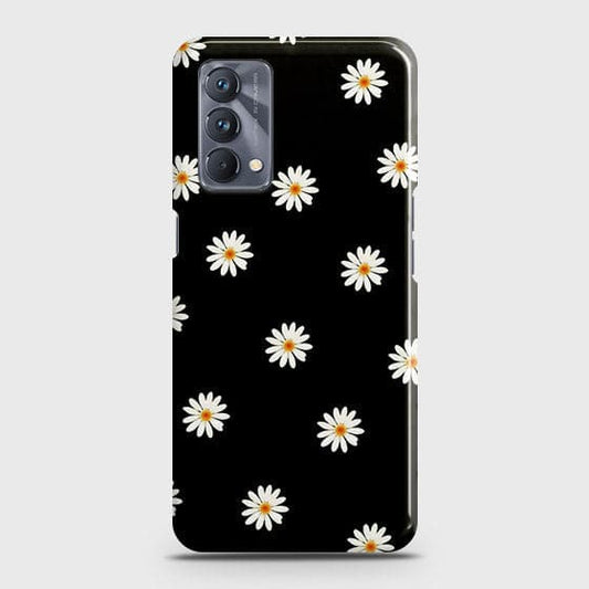 Realme GT Master Cover - White Bloom Flowers with Black Background Printed Hard Case with Life Time Colors Guarantee