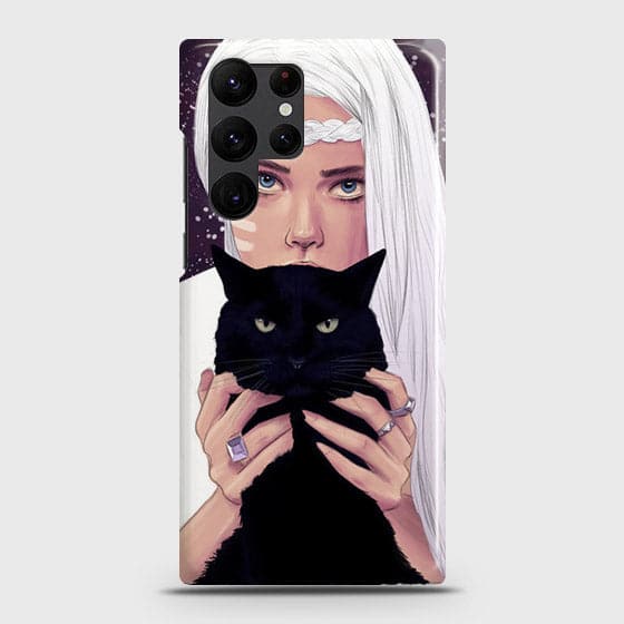 Samsung Galaxy S22 Ultra 5G Cover - Trendy Wild Black Cat Printed Hard Case with Life Time Colors Guarantee (Fast Delivery)