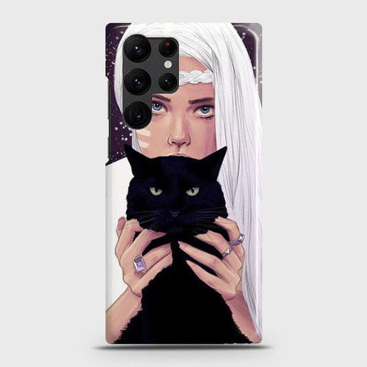 Samsung Galaxy S22 Ultra 5G Cover - Trendy Wild Black Cat Printed Hard Case with Life Time Colors Guarantee
