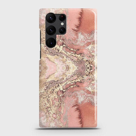 Samsung Galaxy S22 Ultra 5G Cover - Trendy Chic Rose Gold Marble Printed Hard Case with Life Time Colors Guarantee (Fast Delivery)(FS)