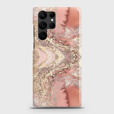 Samsung Galaxy S22 Ultra 5G Cover - Trendy Chic Rose Gold Marble Printed Hard Case with Life Time Colors Guarantee (Fast Delivery)(FS)