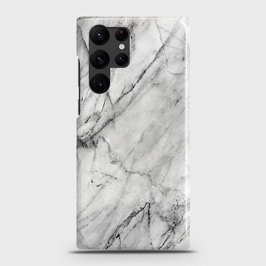 Samsung Galaxy S22 Ultra 5G Cover - Matte Finish - Trendy White Marble Printed Hard Case with Life Time Colors Guarantee (Fast Delivery)