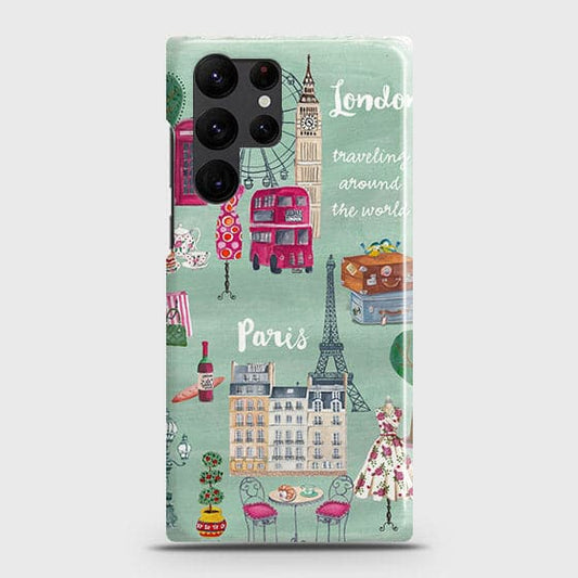 Samsung Galaxy S22 Ultra 5G Cover - Matte Finish - London, Paris, New York ModernPrinted Hard Case with Life Time Colors Guarantee ( Fast Delivery )