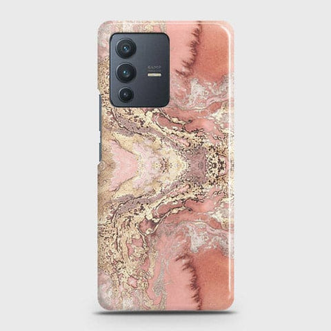 Vivo V23 5G Cover - Trendy Chic Rose Gold Marble Printed Hard Case with Life Time Colors Guarantee ( Fast Delivery )