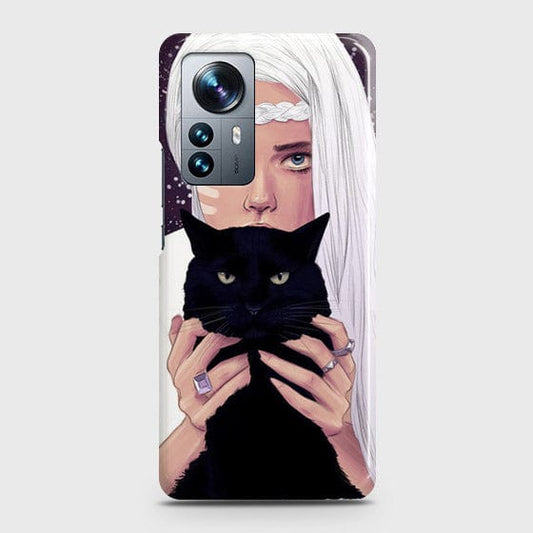 Xiaomi 12 Cover - Trendy Wild Black Cat Printed Hard Case with Life Time Colors Guarantee