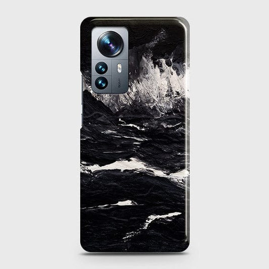 Xiaomi 12 Cover - Black Ocean Marble Trendy Printed Hard Case with Life Time Colors Guarantee