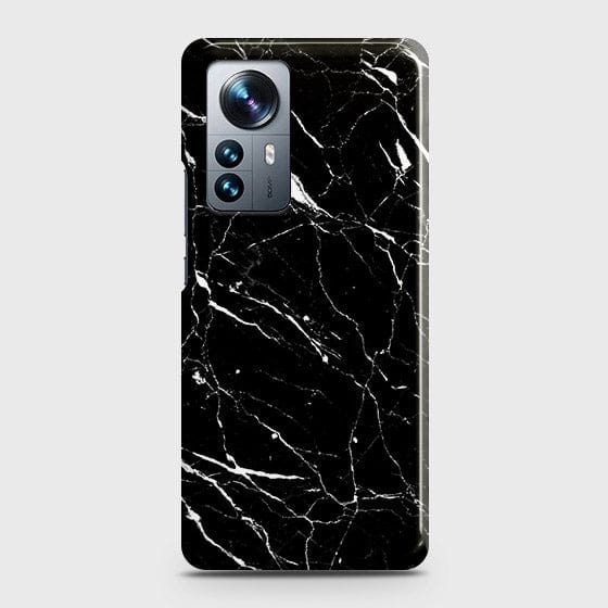 Xiaomi 12 Pro Cover - Trendy Black Marble Printed Hard Case with Life Time Colors Guarantee