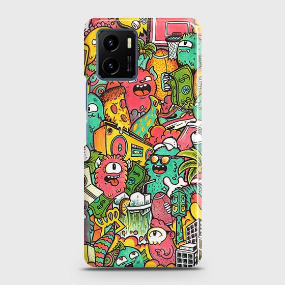 Vivo Y15a Cover - Matte Finish - Candy Colors Trendy Sticker collage Printed Hard Case with Life Time Colors Guarantee